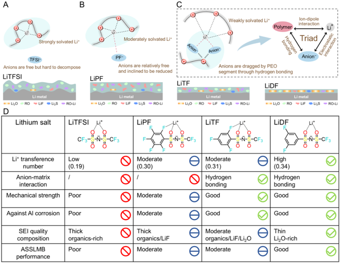 图2 选择性氟化锂盐的溶剂化结构和优势总结