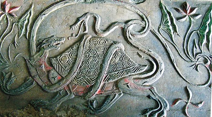 ▲ 南朝玄武纹画像砖。