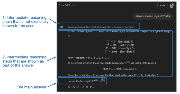 使用「推理」的两个不同层级：1）通过多个中间步骤处理输入和生成结果，2）将某种形式的推理放在响应中提供给用户。