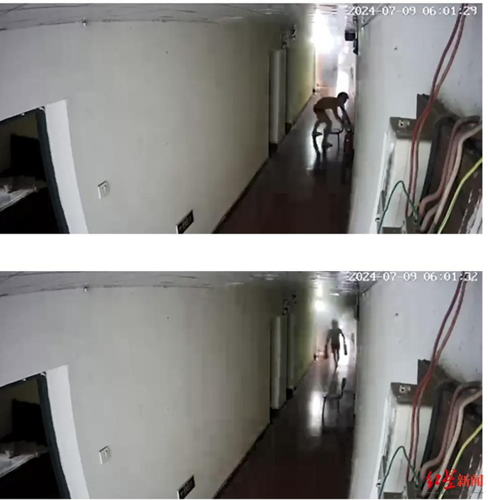 ▲事发现场，室友曾返回灭火