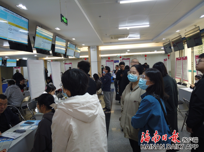 求职者认真观看企业照片信息。海南日报全媒体记者 党朝峰 摄