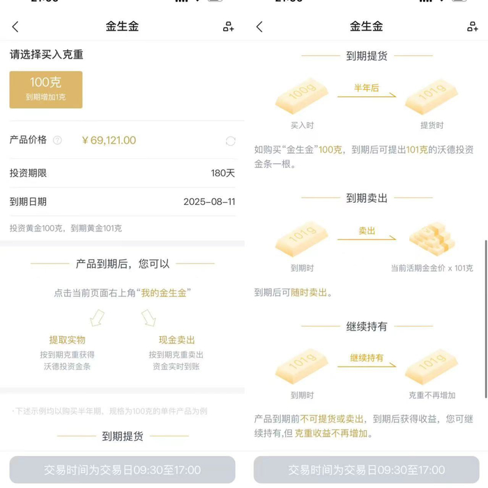 交行金生金 图片来源：交行手机App