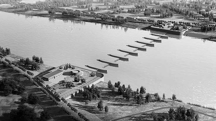 潮白河综合治理与生态修复工程（通州段）兴各庄闸效果图。北京市水务局供图