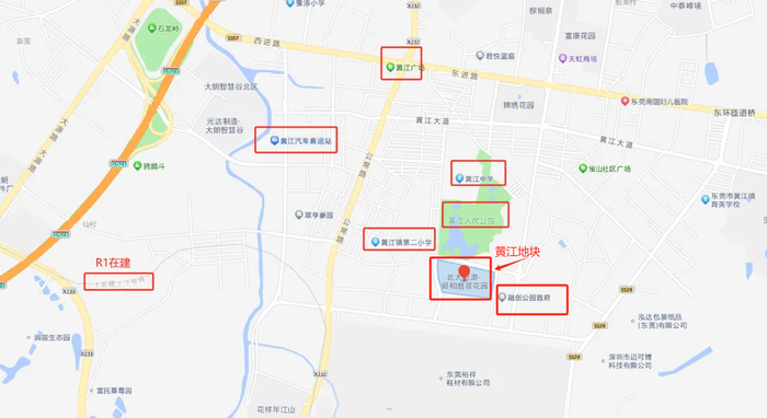 黄江地块地理位置截图，图源高德地图