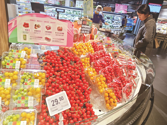     多彩小番茄集中上市，引来市民选购。    本报记者黎兆齐 摄