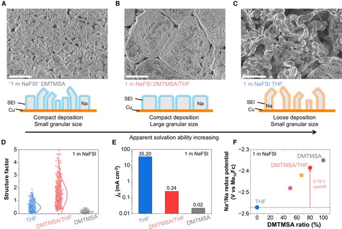 图4. 杂化溶剂化电解质的微观和光谱表征