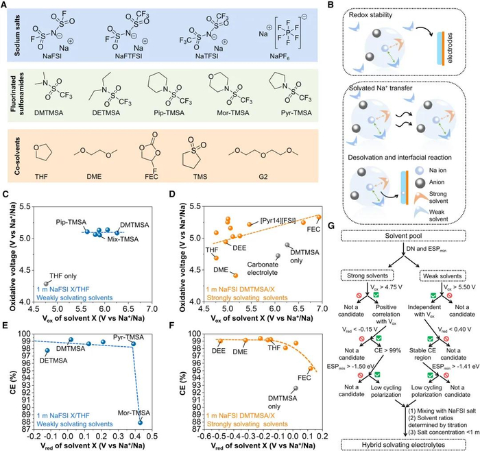 图6. 混合溶剂化电解质的通用策略