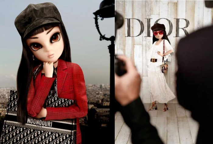 ▲Noonoouri与Dior合作推出的限量数字手袋