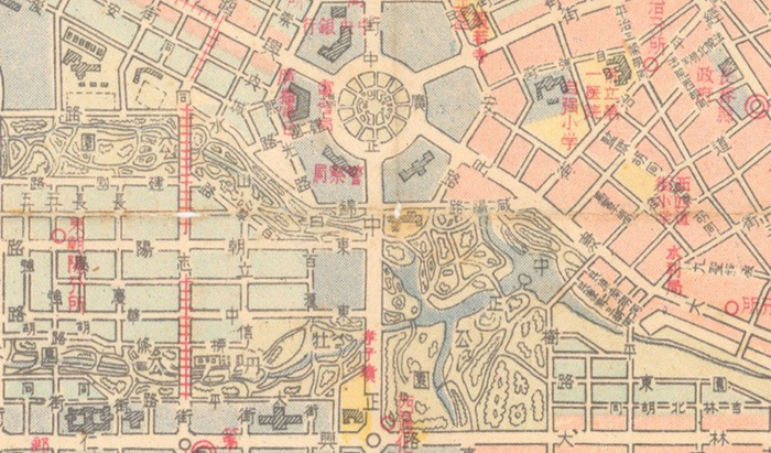 1947年，长春地图中的“中正公园” 资料图片