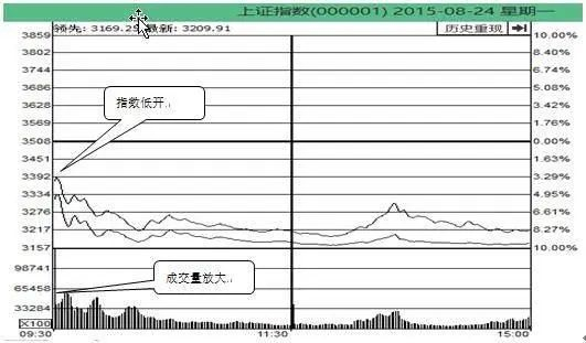 图1 上证指数（1A0001）日分时走势图（2015.8.24）