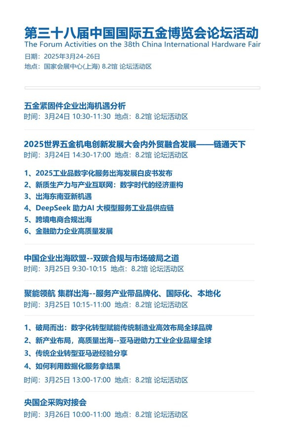 第三十八届中国国际五金博览会部分会期活动