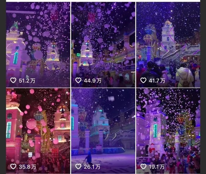 张东亮拍摄的冰雪世界里泡泡飞出来的场景，引得许多人跟风打卡。图 / 讲述者提供