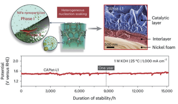 图4 制备 CAPist-L1 催化剂的示意及CAPist-L1催化剂长期耐久性测试