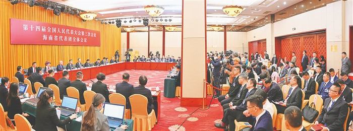 3月7日下午，十四届全国人大三次会议海南代表团举行开放团组活动。