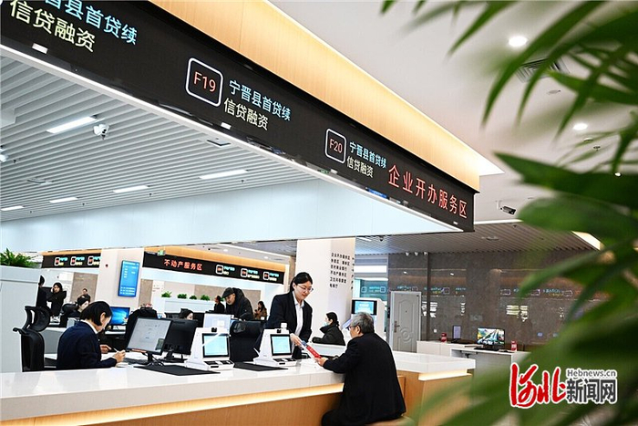 2024年11月20日，宁晋县政务服务中心首贷续贷窗口工作人员在为市民介绍金融信贷产品情况。河北日报记者 赵永辉摄