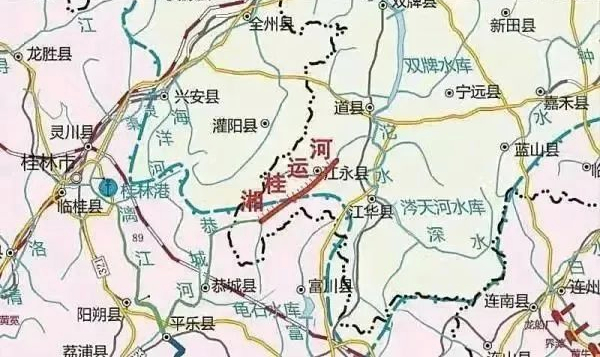 ▲湘桂运河示意图。（图源：交通运输部珠海航务管理局）