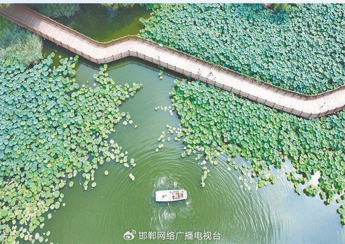 ▲邯郸市峰峰矿区清泉公园，曾经的采煤沉陷区变身“清水湖”。郝群英 摄