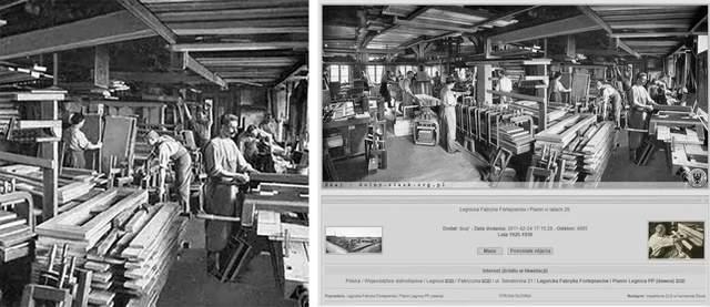 左图为斯坦梅尔钢琴网站图，右图为上个世纪20年代的德国利格尼茨塞乐尔钢琴厂照片