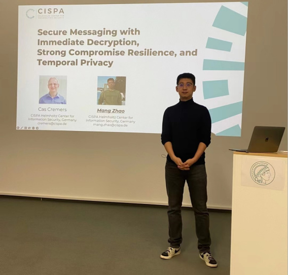 ▲赵莽访问马克斯普朗克研究所安全隐私分所（MPI-SP）