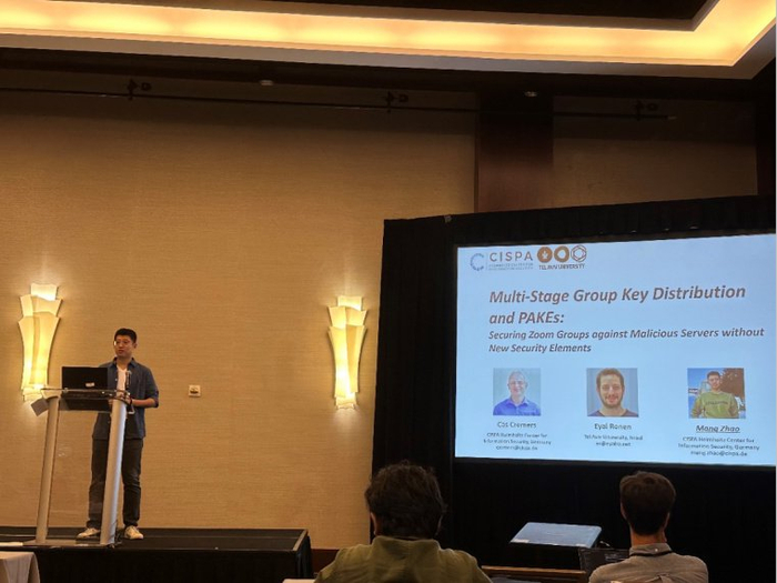 ▲赵莽在旧金山参加Security & Privacy（IEEE S&P）并做报告