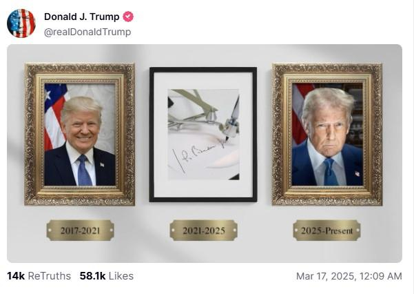 截图自特朗普社交媒体