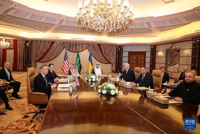 3月11日，美国和乌克兰代表团在沙特阿拉伯吉达举行会谈。图源：新华社