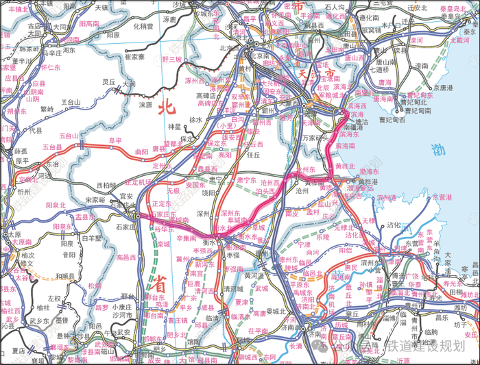 石衡沧港城际与津潍高铁连通示意图