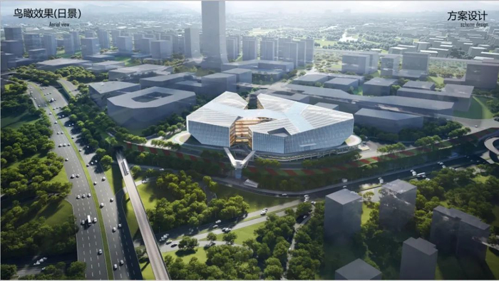 ▲寸滩数智产业转移承接平台鸟瞰效果图。（运行局供图）