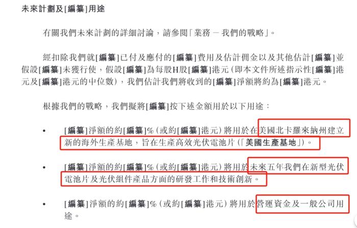 图3:中润光能募资使用计划