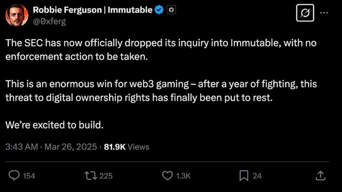 Ferguson在X上的表态