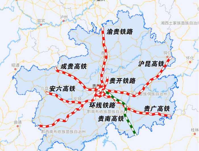 贵州高铁线路示意图 图片来源：贵阳发布
