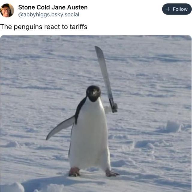 社交媒体截图帖文翻译：企鹅对关税的反应