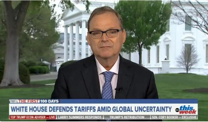 ▲当地时间4月6日，凯文·哈西特接受采访（采访视频截图）。图源/环球时报