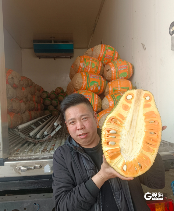耿全通展示菠萝蜜。