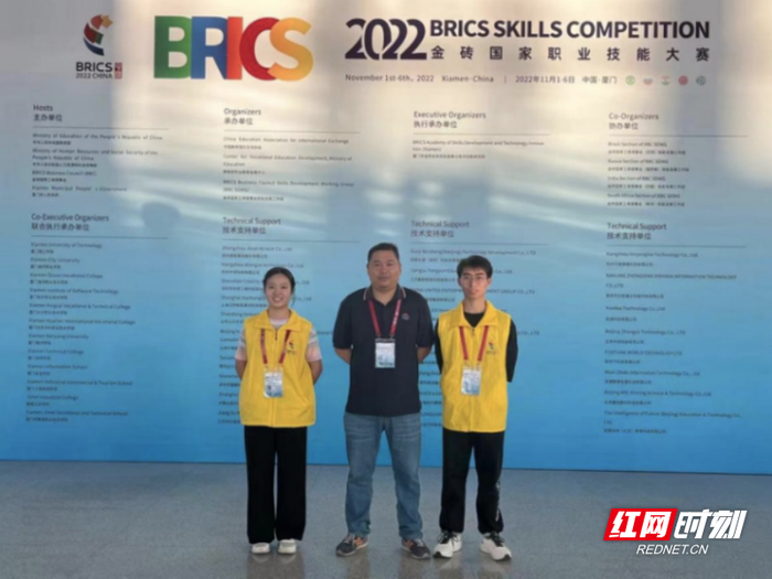 周贤亮（右）参加2022年金砖国家职业技能大赛。