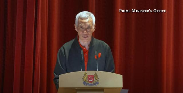 当地时间4月14日，李显龙发表演讲。图为演讲视频截图