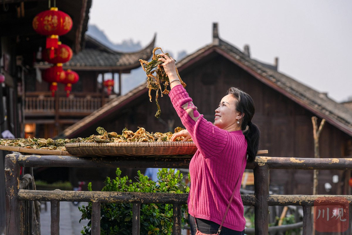 3月27日下午，游客正在十八洞村梨子寨打卡。 摄影 吴聃