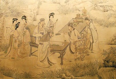 明代陈洪绶、清代华喦《西园雅集图卷》（故宫博物院藏）局部。杜建坡摄