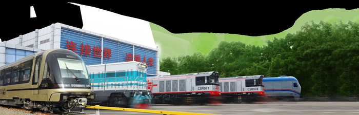 中车资阳公司机车事业部停放的各类型机车产品