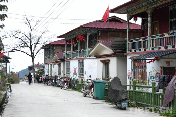 图为墨脱县甘登乡格林村，近年来墙绘走进这座美丽村庄，带来了一抹文旅新气象（2025年3月摄） 摄影：边子捷