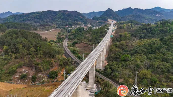 3月20日南凭高铁崇凭段全线铺轨完成。韦建松 摄