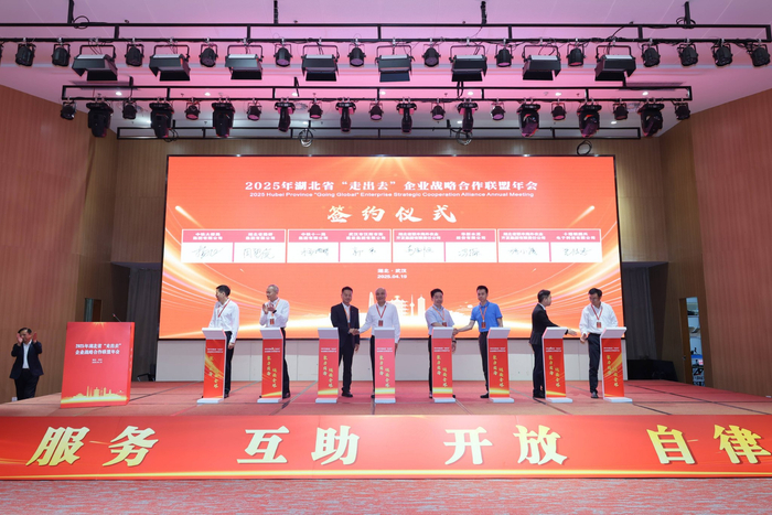 4月19日，湖北省“走出去”企业战略合作联盟年会在武汉召开。（湖北日报全媒记者 李朝霞 通讯员 沈商轩 摄）