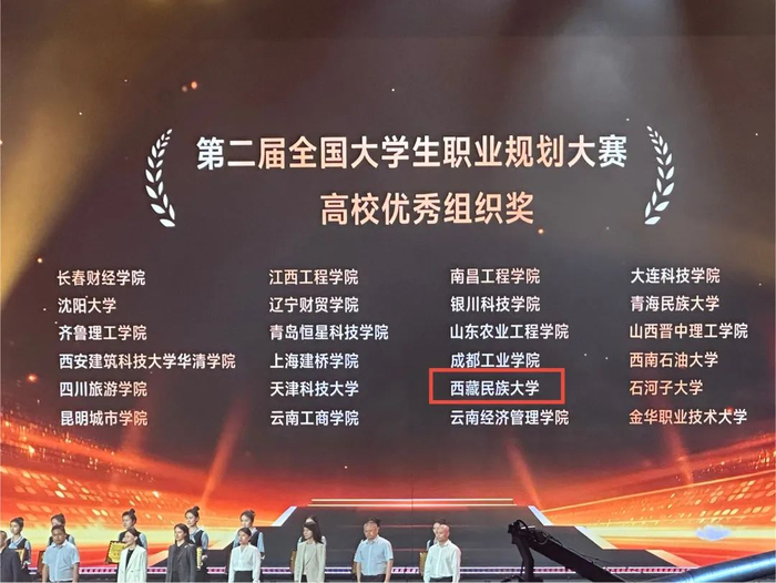 图为西藏民族大学荣获高校优秀组织奖