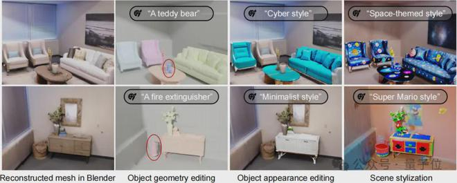 图6. 基于文本的场景几何和外观编辑