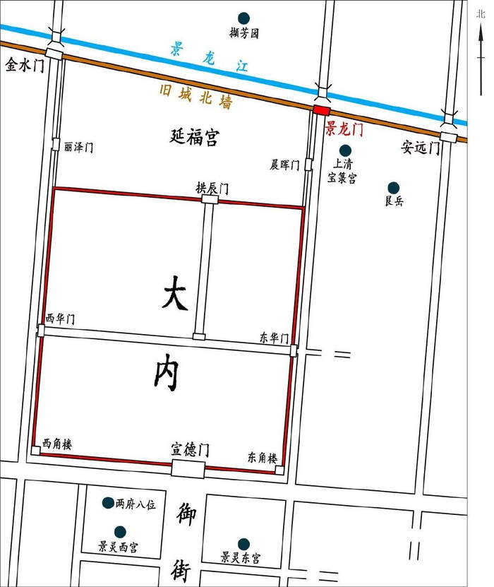 景龙门周边重要节点相对位置示意图
