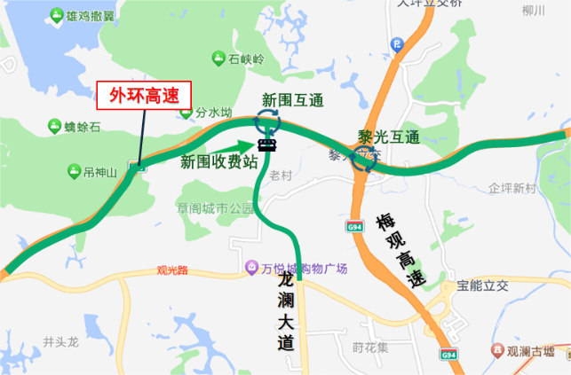 ▲新围收费站位置图