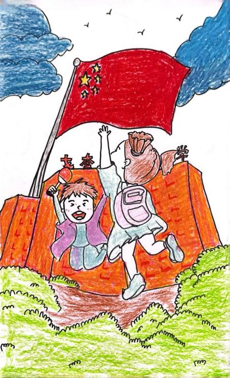 戈奎乡中心小学孩子们赠送易鑫的绘画