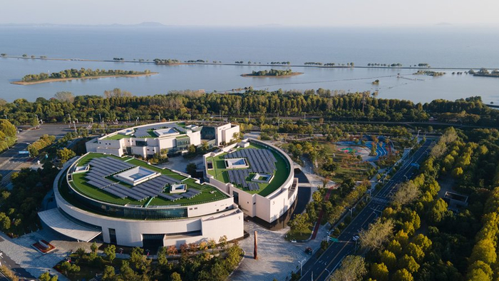   位于安徽合肥的安徽创新馆（无人机照片）。新华社记者 张端 摄