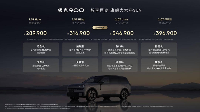 领克900上市价格及权益