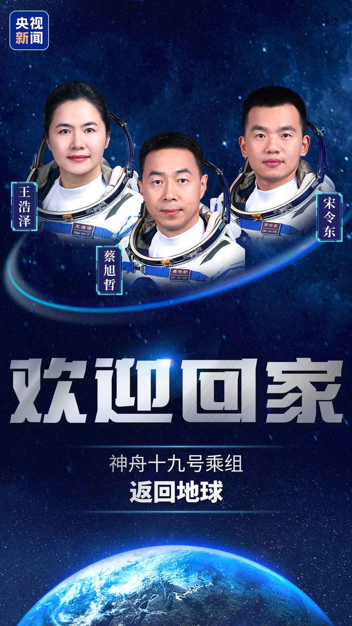 △点击图片，看神十九乘组返程全记录